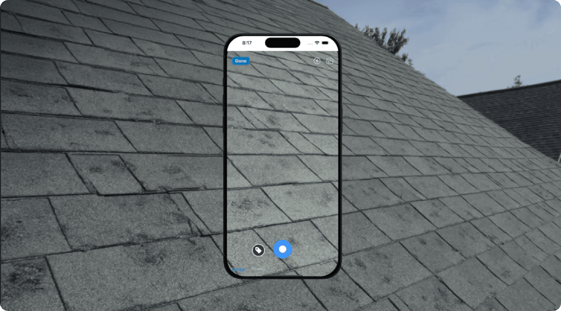 NomoHub app taking a roof photo